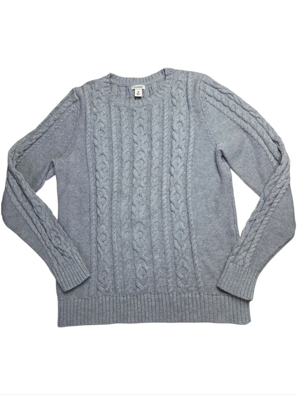 LL Bean | Grey Cotton Cable Medium Sweater